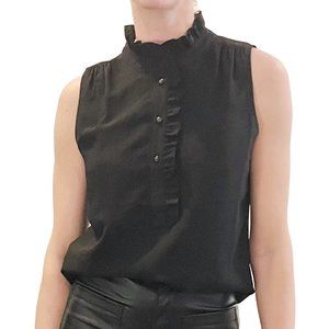 J. Crew Black Sleeveless Top Button Up High Neck size 4